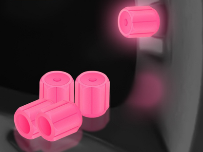 2 Packs of 4 Pink Luminous Tyre Valve Caps Glow in The Dark Universal Wheel Air Dust Covers for Cars Bikes Motorcycles Scooters One-Piece Design