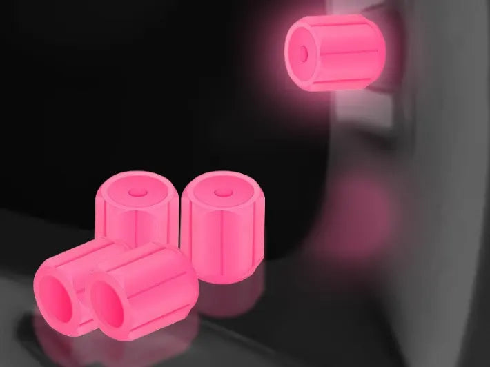 2 Packs of 4 Pink Luminous Tyre Valve Caps Glow in The Dark Universal Wheel Air Dust Covers for Cars Bikes Motorcycles Scooters One-Piece Design