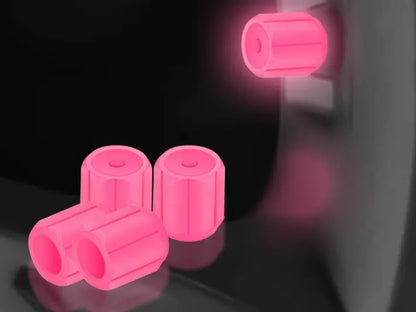 2 Packs of 4 Pink Luminous Tyre Valve Caps Glow in The Dark Universal Wheel Air Dust Covers for Cars Bikes Motorcycles Scooters One-Piece Design
