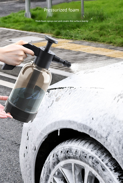 Black 2L Handheld Car Wash Foam Sprayer Pump Action Pressure Cannon with 2 Nozzles for Auto Detailing and Garden Watering Heavy Duty 55 Degree Fan Spray - Image 5