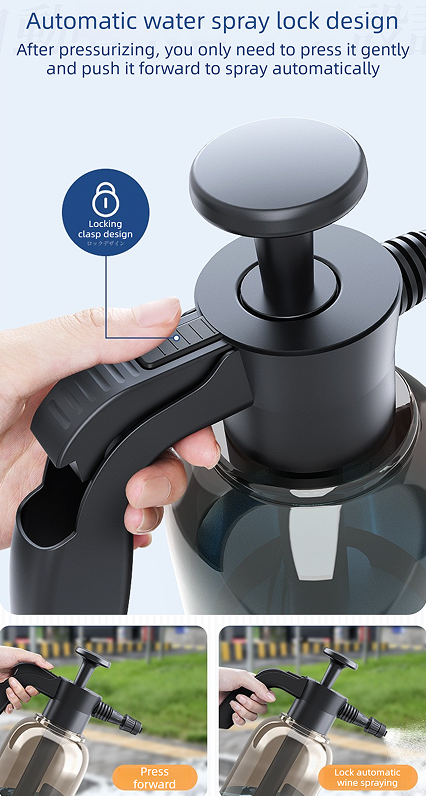 Black 2L Handheld Car Wash Foam Sprayer Pump Action Pressure Cannon with 2 Nozzles for Auto Detailing and Garden Watering Heavy Duty 55 Degree Fan Spray - Image 9