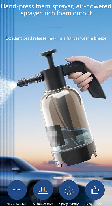 White 2L Handheld Car Wash Foam Sprayer Pump Action Pressure Cannon with 2 Nozzles for Auto Detailing and Garden Watering Heavy Duty 55 Degree Fan Spray - Image 3
