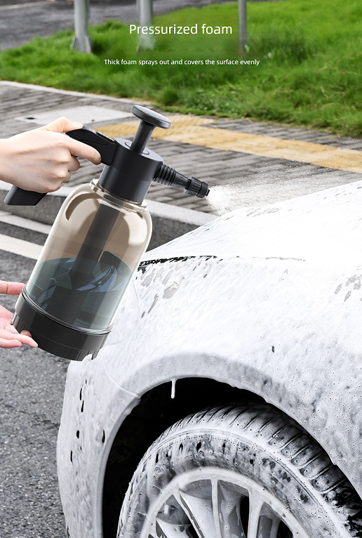 White 2L Handheld Car Wash Foam Sprayer Pump Action Pressure Cannon with 2 Nozzles for Auto Detailing and Garden Watering Heavy Duty 55 Degree Fan Spray - Image 5