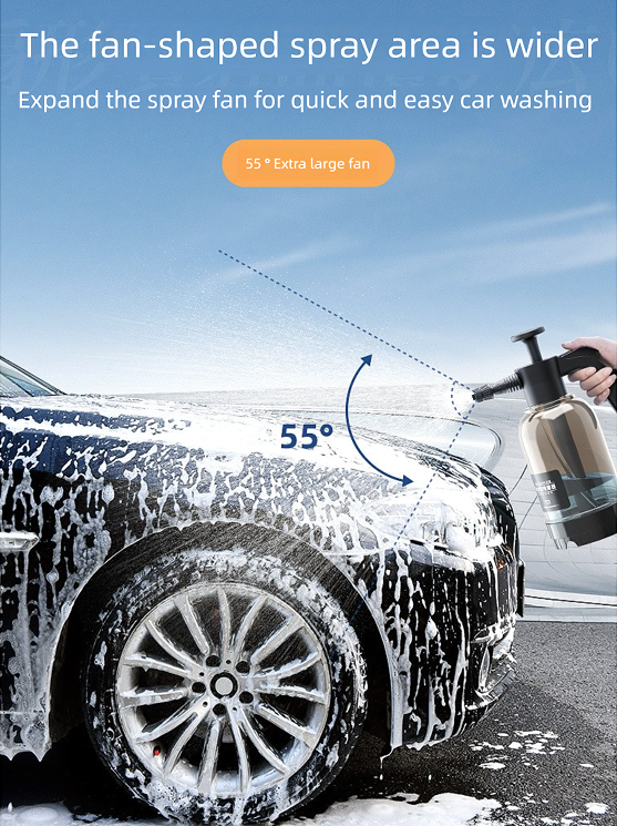 White 2L Handheld Car Wash Foam Sprayer Pump Action Pressure Cannon with 2 Nozzles for Auto Detailing and Garden Watering Heavy Duty 55 Degree Fan Spray - Image 7
