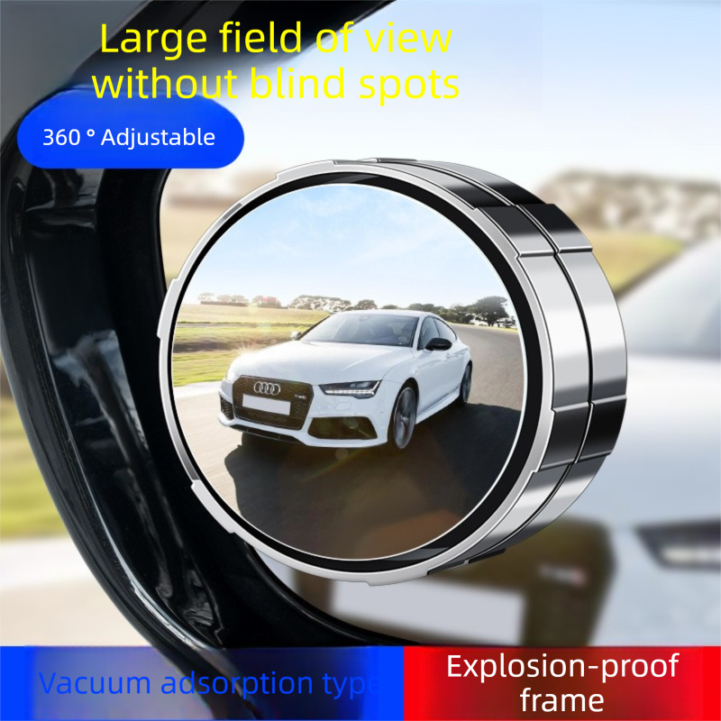 2Pcs Car Blind Spot Mirrors Suction Cup Vacuum Adsorption 360 Adjustable Round Rear View Convex Mirror Waterproof Black Frame for Cars SUVs - Image 2