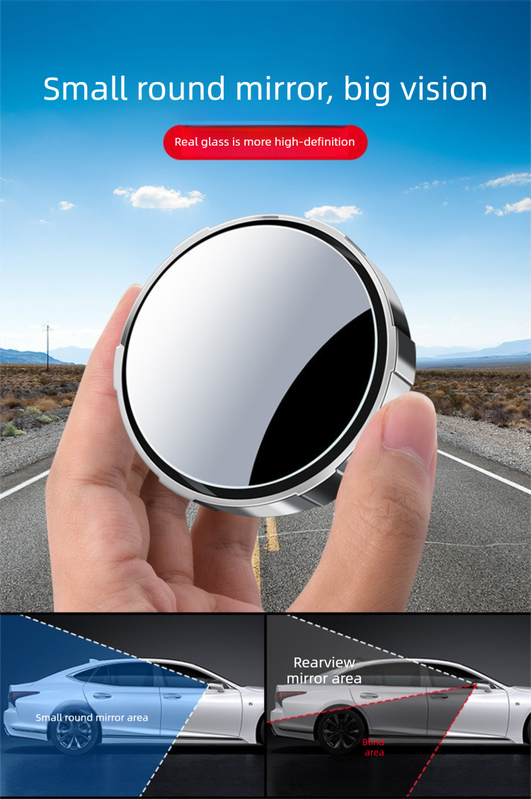 2Pcs Car Blind Spot Mirrors Suction Cup Vacuum Adsorption 360 Adjustable Round Rear View Convex Mirror Waterproof Black Frame for Cars SUVs - Image 5