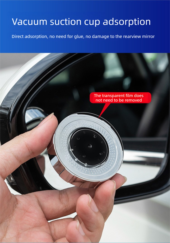 2Pcs Car Blind Spot Mirrors Suction Cup Vacuum Adsorption 360 Adjustable Round Rear View Convex Mirror Waterproof Sliver Frame for Cars SUVs - Image 4