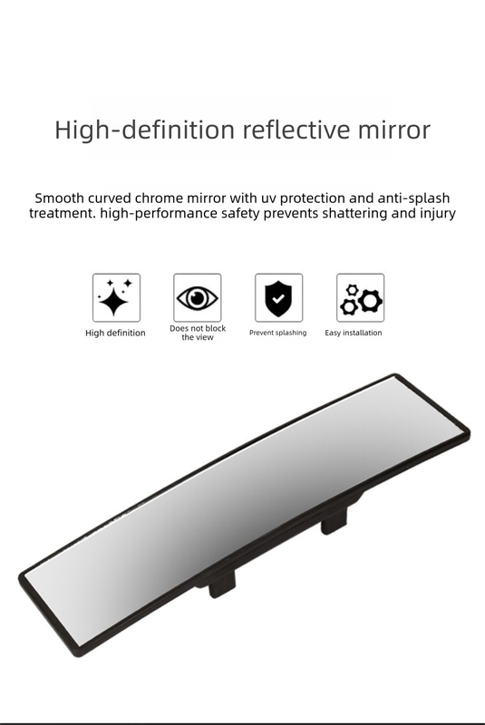 Panoramic Rear View Mirror Car Wide Angle Convex Curve Mirror Anti-Glare Universal Clip-On Interior Rearview Mirror 28.5cm Large Field of Vision - Image 4