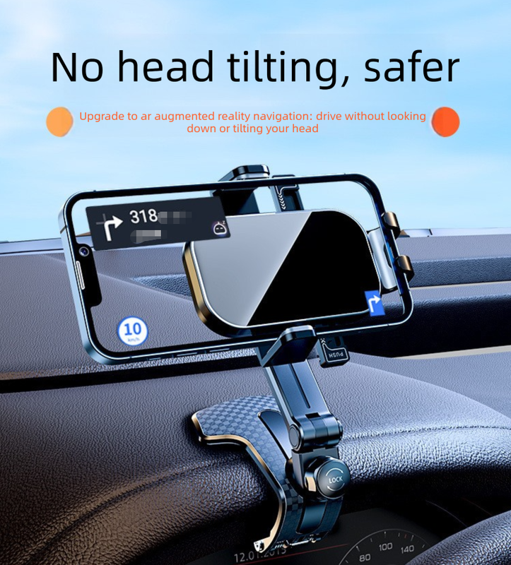 Universal Dashboard Car Phone Holder 360° Rotating Clip Mount HUD Design Anti-Slip Cradle for 4-7.2 Inch Smartphones GPS Navigation - Image 3