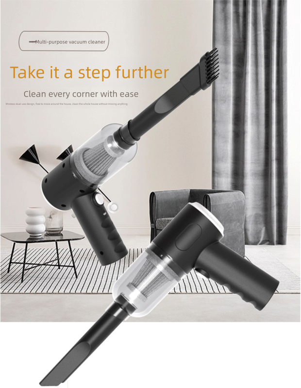 Black 3-in-1 Portable Cordless Mini Vacuum Cleaner Handheld Air Duster & Blower USB Rechargeable Kit for Car Interior Home Office Keyboard Pet Hair - Image 5