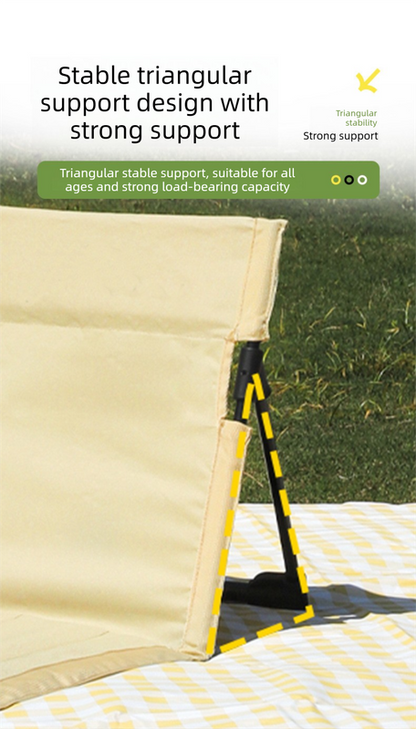 Portable Folding Ground Chair with Back Support Lightweight 500g Padded Stadium Seat Beach Mat for Camping Picnics Festivals - Dark Green - Image 4