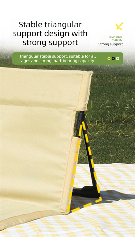 Portable Folding Beach Ground Chair with Back Support Sky Blue Striped Lightweight Padded Mat for Camping Picnics Festivals - Standard Model - Image 4