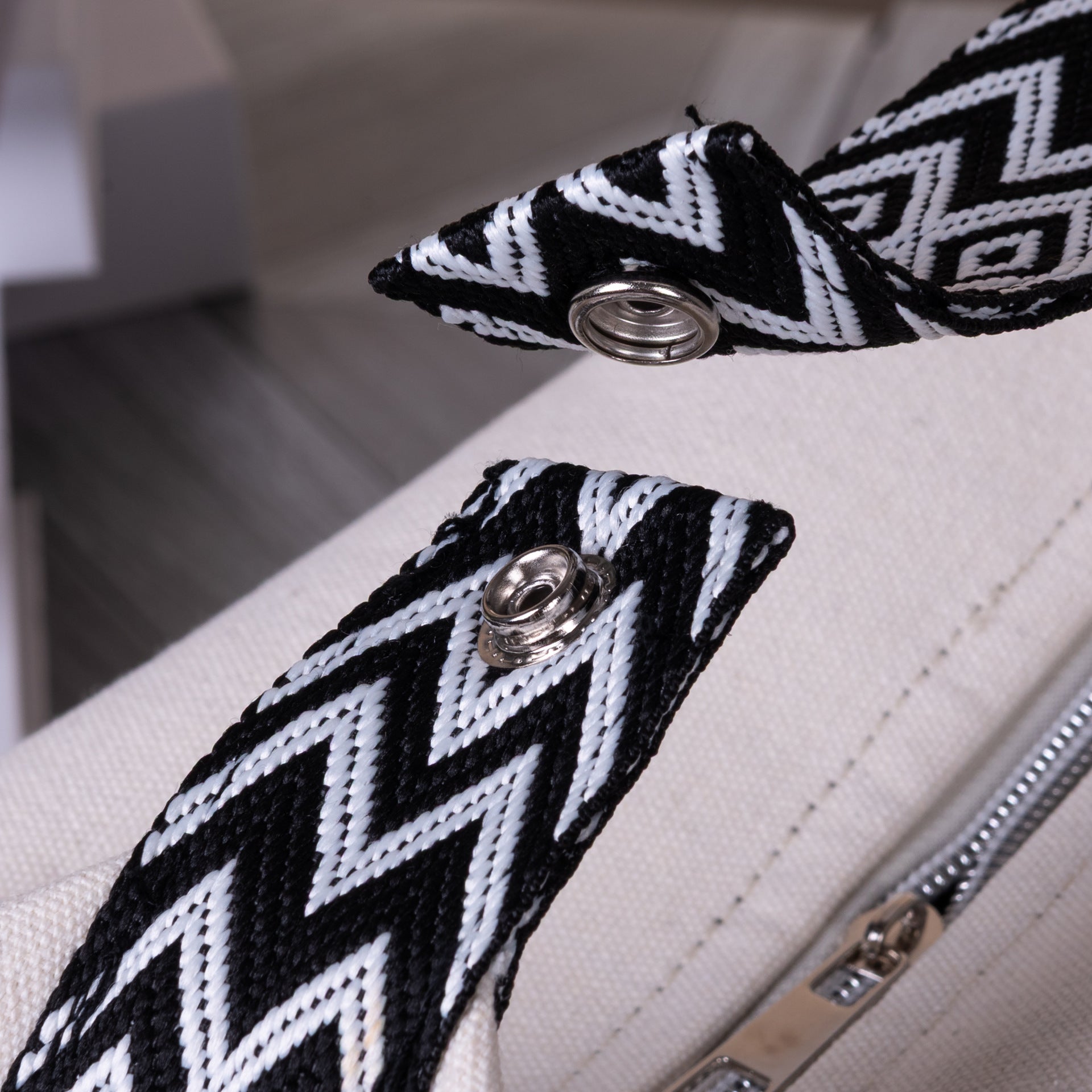 Women's Minimalist Canvas Crossbody Bag with Wide Black Webbing Strap Casual Shoulder Handbag Large Capacity for Daily Use - Cream White - Image 4