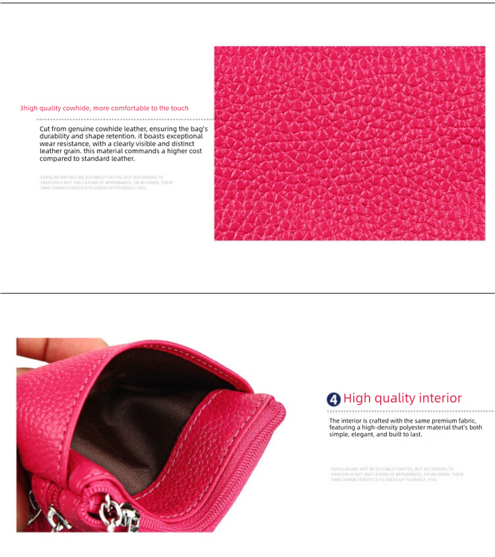 Genuine Leather Coin Purse Mini Wallet with Triple Zipper Pockets Key Ring Holder Pouch for Cash & Cards - Orange - Image 5