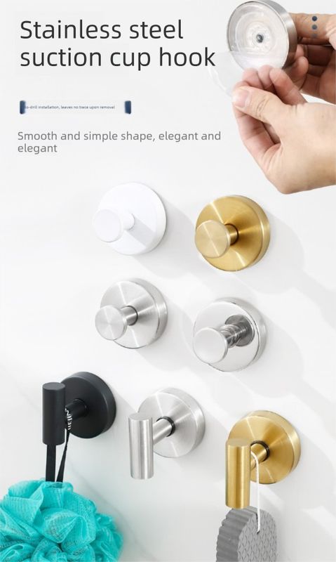 Matte Black T-Bar Suction Cup Hook Stainless Steel Vacuum Wall Hanger No Drill Robe Towel Holder for Bathroom Kitchen - Heavy Duty - Image 2
