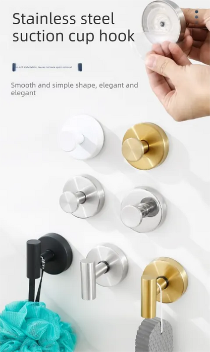 Matte Black T-Bar Suction Cup Hook Stainless Steel Vacuum Wall Hanger No Drill Robe Towel Holder for Bathroom Kitchen - Heavy Duty - Image 2