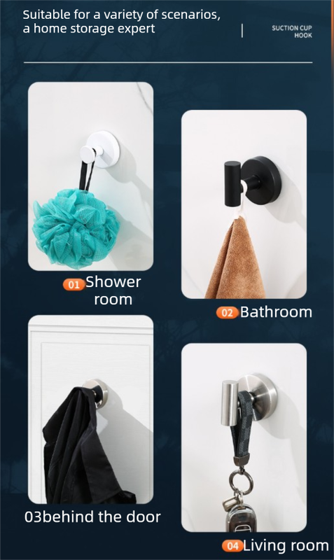 Matte Black T-Bar Suction Cup Hook Stainless Steel Vacuum Wall Hanger No Drill Robe Towel Holder for Bathroom Kitchen - Heavy Duty - Image 4