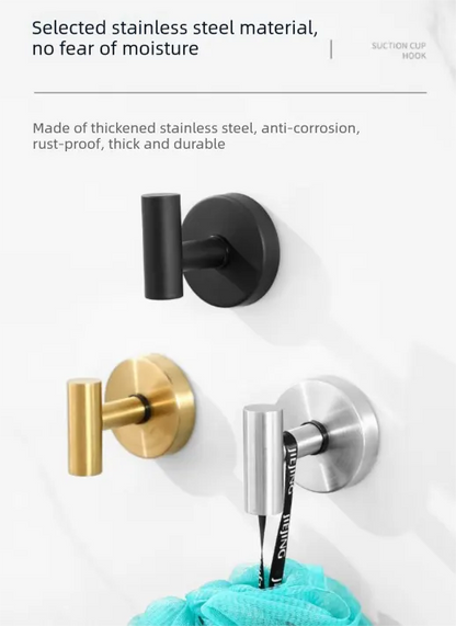 Matte Silver T-Bar Suction Cup Hook Stainless Steel Vacuum Wall Hanger No Drill Robe Towel Holder for Bathroom Kitchen - Heavy Duty - Image 3