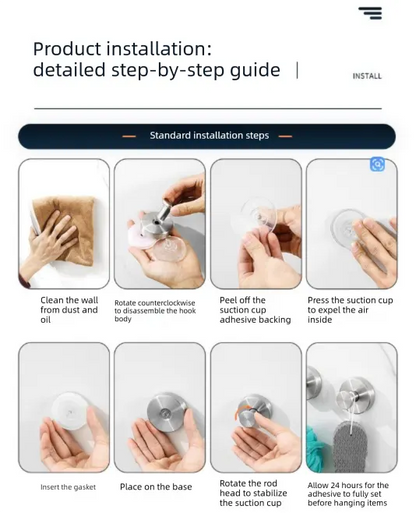 Matte Silver T-Bar Suction Cup Hook Stainless Steel Vacuum Wall Hanger No Drill Robe Towel Holder for Bathroom Kitchen - Heavy Duty - Image 9
