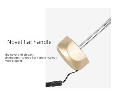 Compact Mini Pocket Umbrella UPF50+ Sun Protection Lightweight Travel Parasol - Windproof 5-Fold Rain Shade with Flat Gold Handle (Black) - Image 8