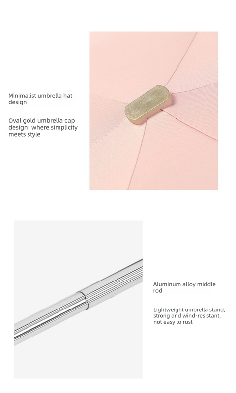 Compact Mini Pocket Umbrella UPF50+ Sun Protection Lightweight Travel Parasol - Windproof 5-Fold Rain Shade with Flat Gold Handle (Purple) - Image 7