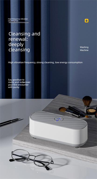 Portable Sonic Vibration Jewellery & Glasses Cleaner Machine - Rechargeable High Frequency Washing Box with UV Light for Watches, Makeup Brushes & Dentures (White) - Image 2