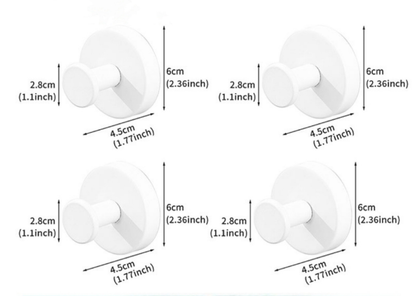 4-Pack Heavy Duty Vacuum Suction Cup Hooks White - Stainless Steel No-Drill Wall Hangers for Bathroom, Shower & Kitchen (Waterproof & Reusable)