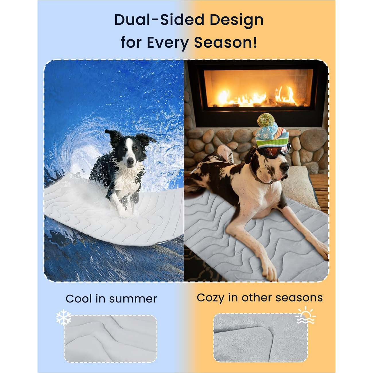 Pet Cooling Mat Self Cooling Pad for Dogs Cats Dual Sided Summer Sleeping Bed Blue Medium (91x58cm) - Image 3