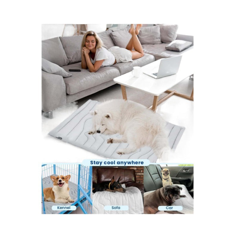 Pet Cooling Mat Self Cooling Pad for Dogs Cats Dual Sided Summer Sleeping Bed Blue Extra large (150x101cm) - Image 5