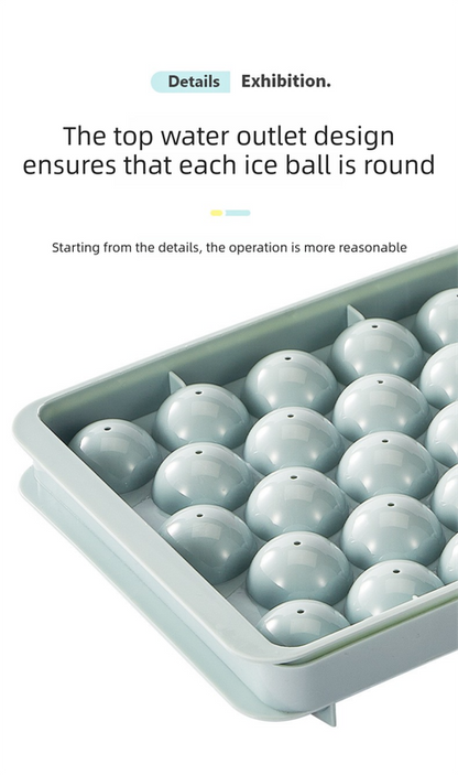 2 PCS Round Ice Cube Trays with Lids 14 Cavity Sphere Ice Ball Maker Mould Stackable Hard Plastic Easy Release for Whiskey Cocktails White - Image 5