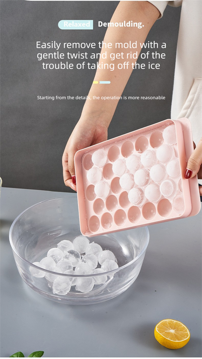 2 PCS Round Ice Cube Trays with Lids 14 Cavity Sphere Ice Ball Maker Mould Stackable Hard Plastic Easy Release for Whiskey Cocktails White - Image 8
