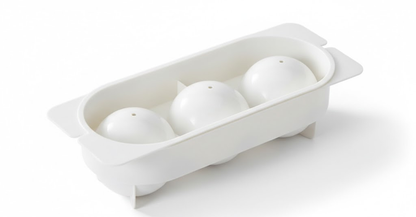 2 PCS Large Round Ice Cube Trays with Lids 3 Cavity Sphere Ice Ball Maker Mould Stackable Hard Plastic Slow Melting for Whiskey Cocktails White