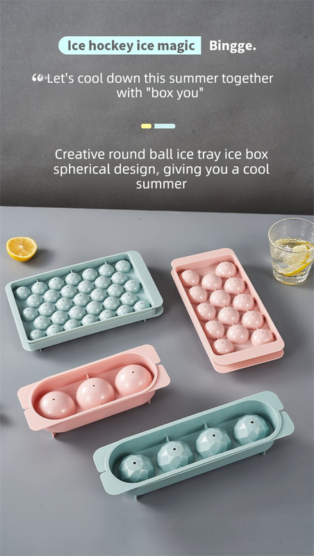 2 PCS Round Ice Cube Trays with Lids 33 Cavity Sphere Ice Ball Maker Mould Stackable Hard Plastic Easy Release for Cocktails Whiskey White - Image 2