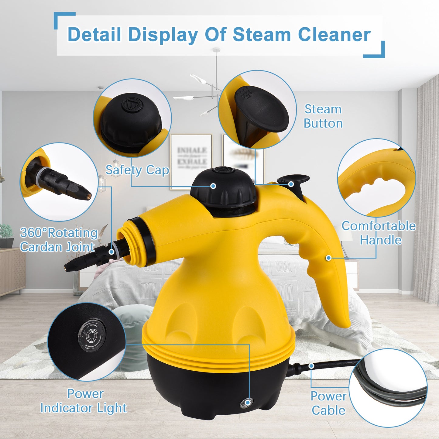 Multi-Purpose Handheld Steam Cleaner with 9 Accessories - High Pressure Chemical-Free Steamer for Kitchen, Bathroom, Car & Grout Cleaning (Includes AU Adapter) - Image 4