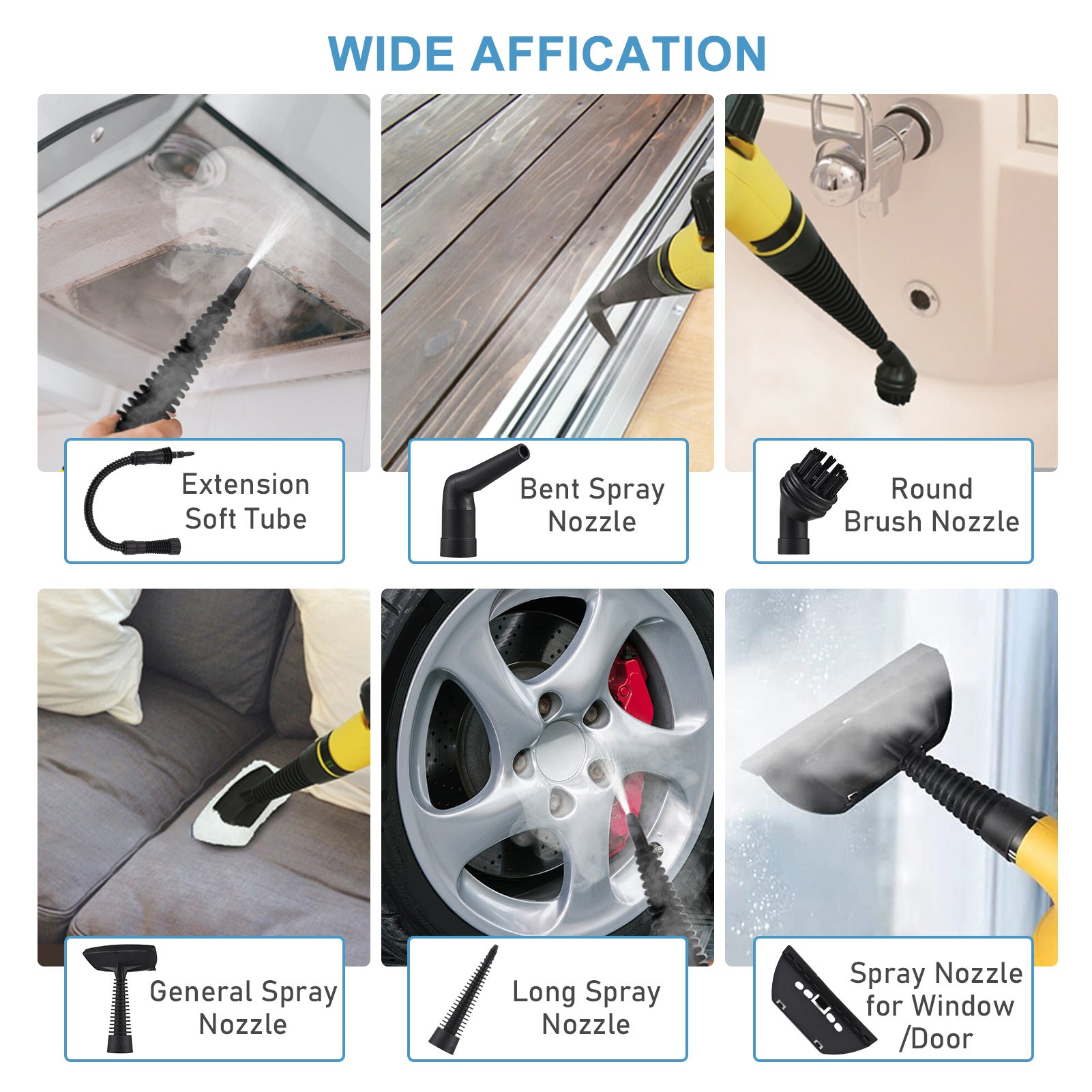 Multi-Purpose Handheld Steam Cleaner with 9 Accessories - High Pressure Chemical-Free Steamer for Kitchen, Bathroom, Car & Grout Cleaning (Includes AU Adapter) - Image 6