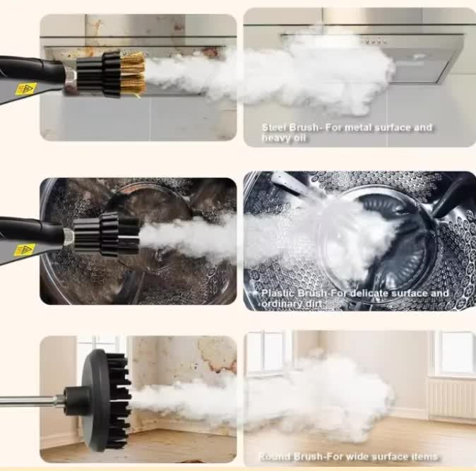 White and Black 1500W High Pressure Steam Cleaner with Digital Display (3.5 BAR) - 1.2L Heavy Duty Steamer for Kitchen Grease, Grout, Car Detailing & Upholstery (AU Plug) - Image 3