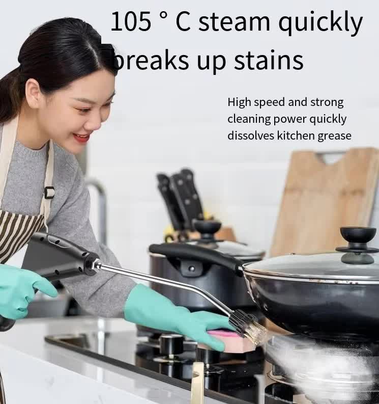 Black 1500W High Pressure Steam Cleaner with Digital Display (3.5 BAR) - 1.2L Heavy Duty Steamer for Kitchen Grease, Grout, Car Detailing & Upholstery (AU Plug) - Image 5