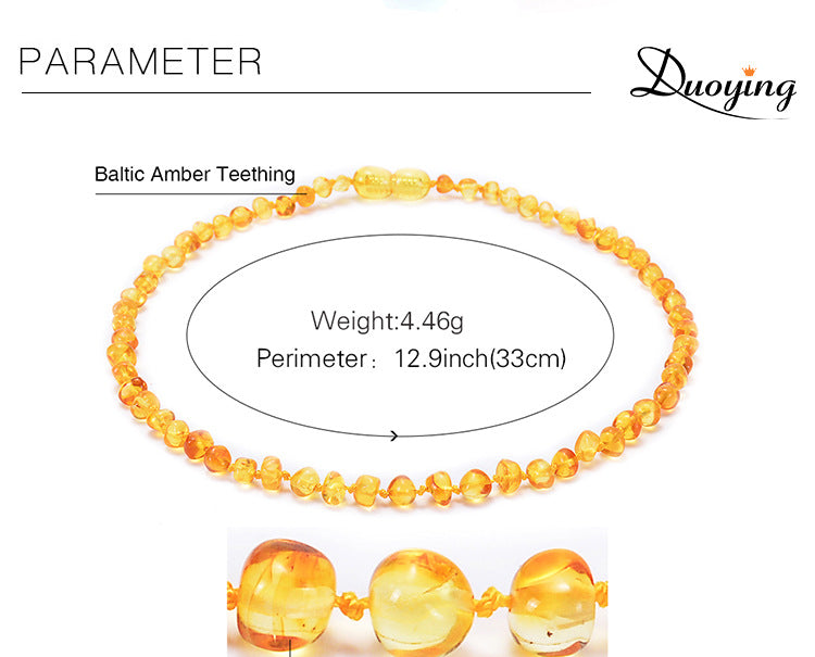 Genuine Baltic Amber Necklace for Baby & Toddler - 33cm Hand Knotted Cherry Beads - Natural Certified Jewellery with Pouch - Image 2