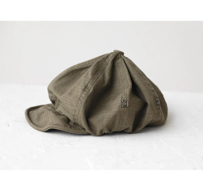 Oversized Slouchy Newsboy Cap - Vintage Japanese Style Baker Boy Hat - Soft Textured Fabric - Khaki (Adjustable 54-60cm) - Image 3