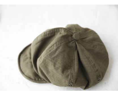 Oversized Slouchy Newsboy Cap - Vintage Japanese Style Baker Boy Hat - Soft Textured Fabric - Khaki (Adjustable 54-60cm) - Image 5