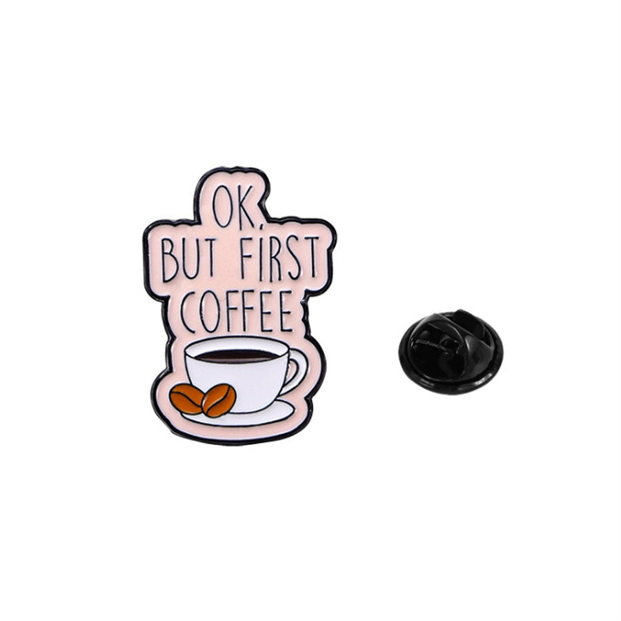 4 Pieces Cartoon Coffee Lovers Enamel Pin Set Zinc Alloy Coffee Cup Badges for Jackets Bags Hats Backpacks Decorative Jewelry Gift Set - Image 4