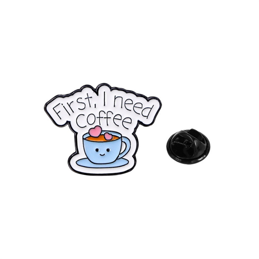 4 Pieces Cartoon Coffee Lovers Enamel Pin Set Zinc Alloy Coffee Cup Badges for Jackets Bags Hats Backpacks Decorative Jewelry Gift Set - Image 6