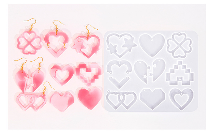 2 Pieces Mother's Day DIY Heart Earring Silicone Molds Set Heart Shaped Pendant Resin Casting Tools for Jewellery Making and Crafts - Image 4