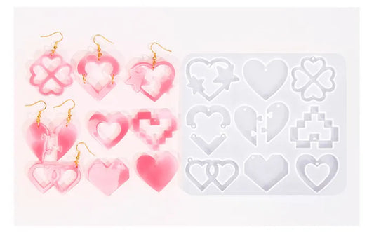 2 Pieces Mother's Day DIY Heart Earring Silicone Molds Set Heart Shaped Pendant Resin Casting Tools for Jewellery Making and Crafts - Image 4