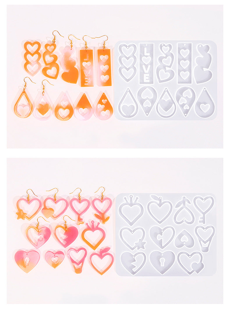 2 Pieces Mother's Day DIY Heart Earring Silicone Molds Set Heart Shaped Pendant Resin Casting Tools for Jewellery Making and Crafts - Image 5