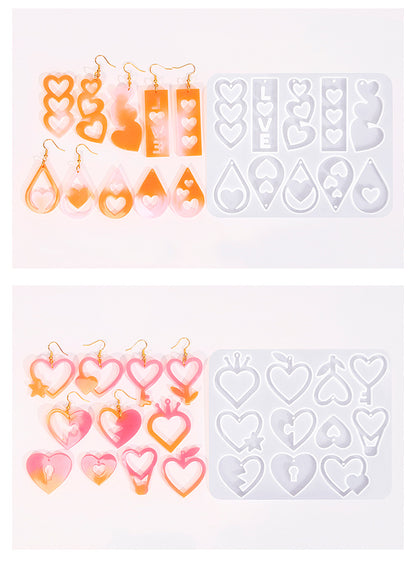 2 Pieces Mother's Day DIY Heart Earring Silicone Molds Set Heart Shaped Pendant Resin Casting Tools for Jewellery Making and Crafts - Image 5