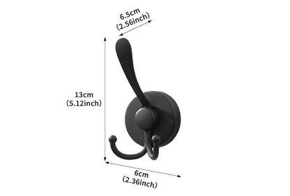 Stainless Steel Vacuum Suction Cup Hook Rack 3-Hook Black Wall Mounted Towel Rail for Bathroom and Kitchen No Drilling Required