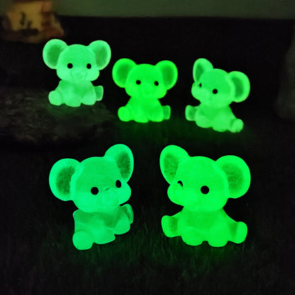3 PCS Set Mini Luminous Purple Elephant Figurines Split Pose Glow in the Dark Resin Ornaments for Micro Landscape Garden and Desk Decor - Image 2
