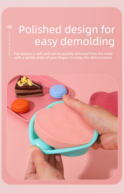 Heart Shaped Silicone Baking Mould - Non-Stick Mousse Cake & Jelly Pan - Easy Release Polished Interior for Valentine's Day Desserts (Serenity Blue, 11.5cm) - Image 4