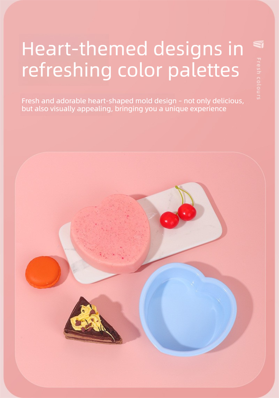 Heart Shaped Silicone Baking Mould - Non-Stick Mousse Cake & Jelly Pan - Easy Release Polished Interior for Valentine's Day Desserts (Green Spring Cyan, 11.5cm) - Image 3